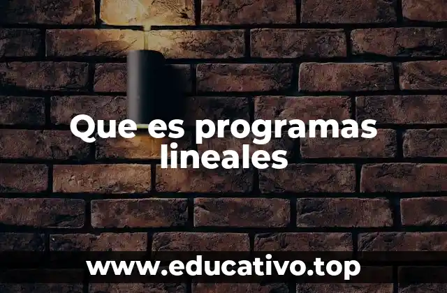 Que es programas lineales