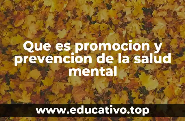 Que es promocion y prevencion de la salud mental
