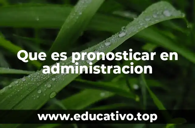 Que es pronosticar en administracion