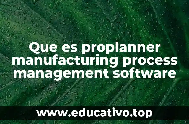 Que es proplanner manufacturing process management software