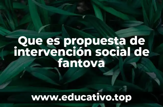 Que es propuesta de intervención social de fantova