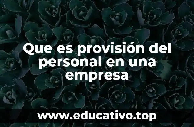 Que es provisión del personal en una empresa
