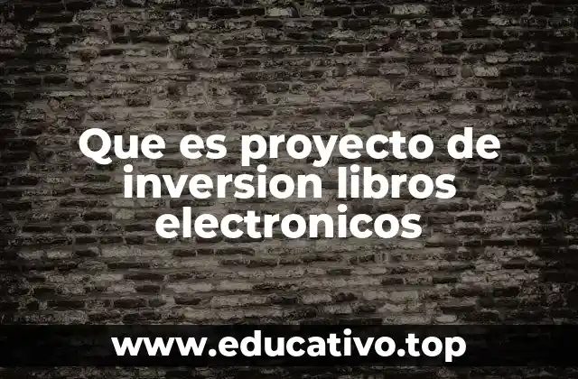 Que es proyecto de inversion libros electronicos