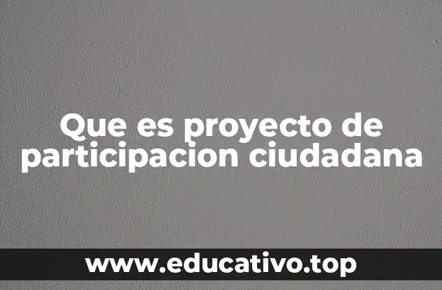Que es proyecto de participacion ciudadana