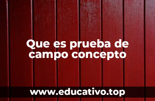 Que es prueba de campo concepto