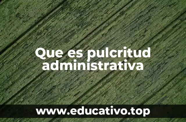Que es pulcritud administrativa