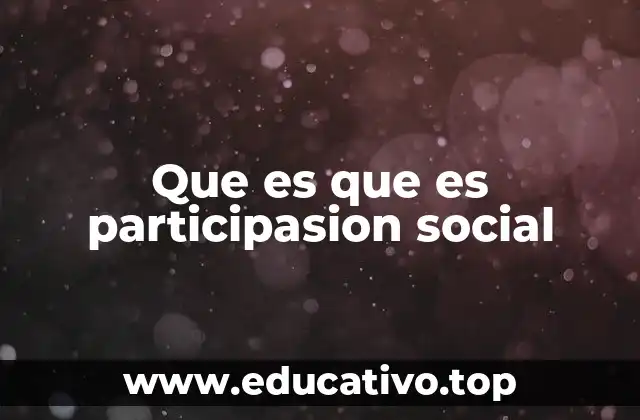 Que es que es participasion social