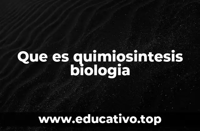 Que es quimiosintesis biologia