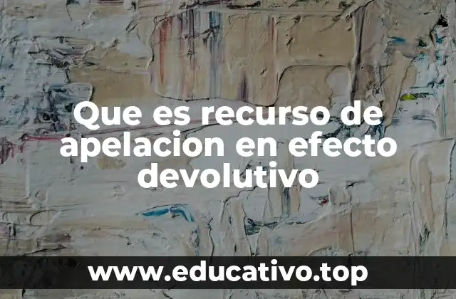 Que es recurso de apelacion en efecto devolutivo
