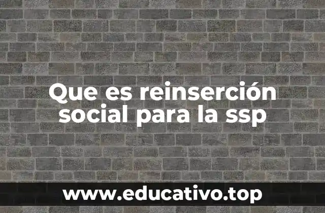 Que es reinserción social para la ssp