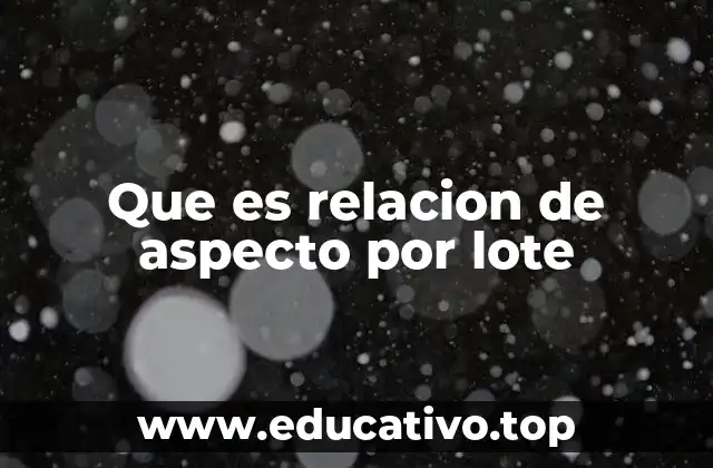 Que es relacion de aspecto por lote