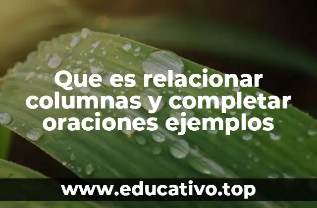 Que es relacionar columnas y completar oraciones ejemplos
