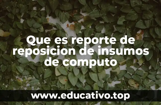 Que es reporte de reposicion de insumos de computo