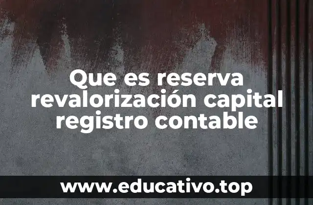 Que es reserva revalorización capital registro contable
