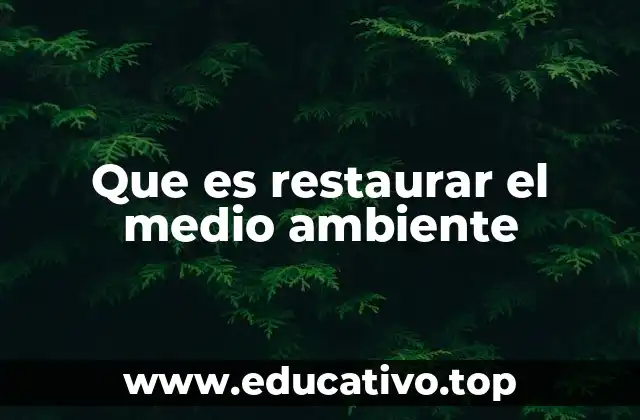 Que es restaurar el medio ambiente