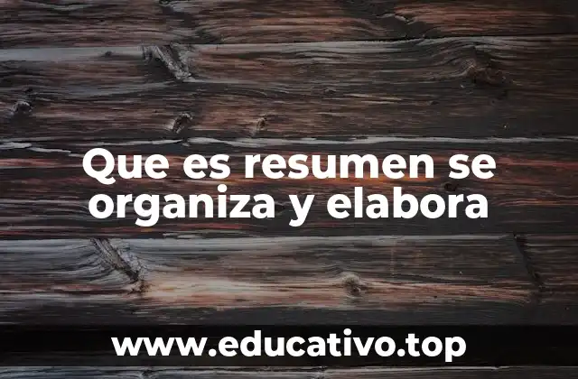 Que es resumen se organiza y elabora