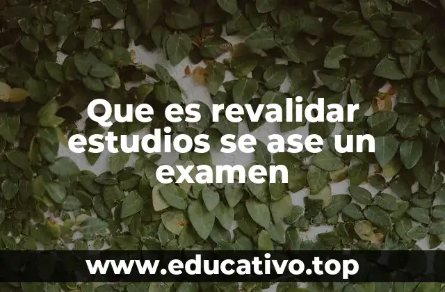 Que es revalidar estudios se ase un examen