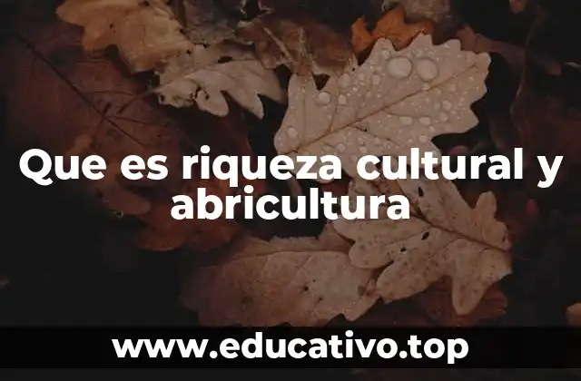 Que es riqueza cultural y abricultura