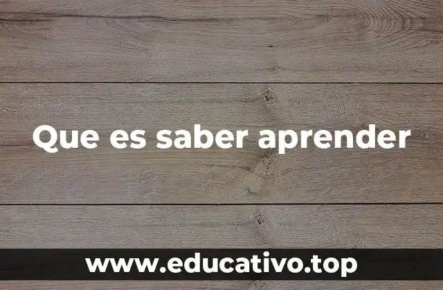 Que es saber aprender