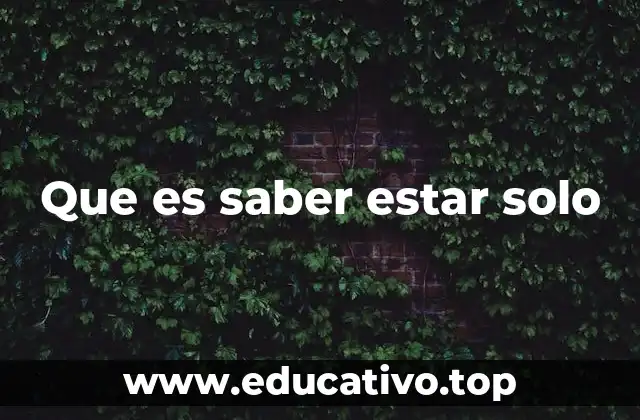 Que es saber estar solo