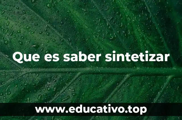 Que es saber sintetizar