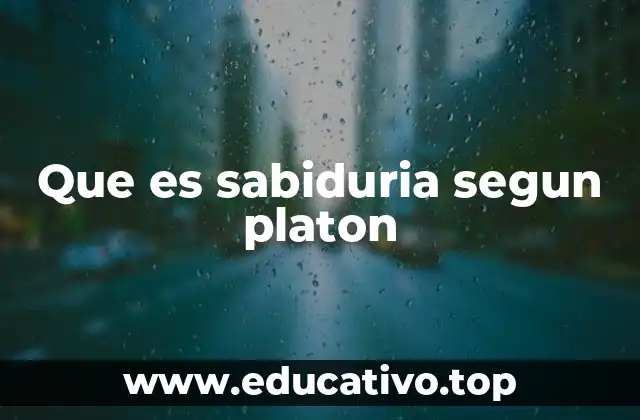 Que es sabiduria segun platon
