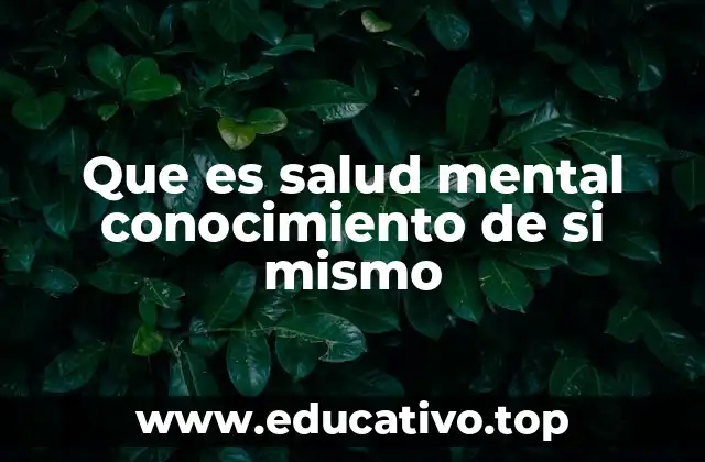 Que es salud mental conocimiento de si mismo