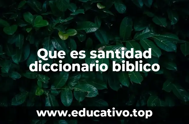 Que es santidad diccionario biblico