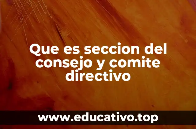 Que es seccion del consejo y comite directivo