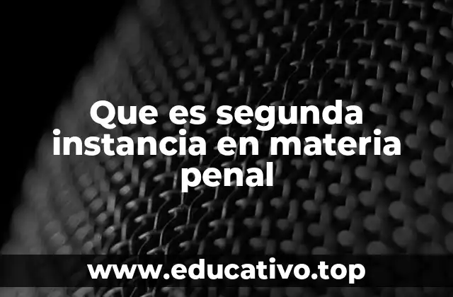 Que es segunda instancia en materia penal