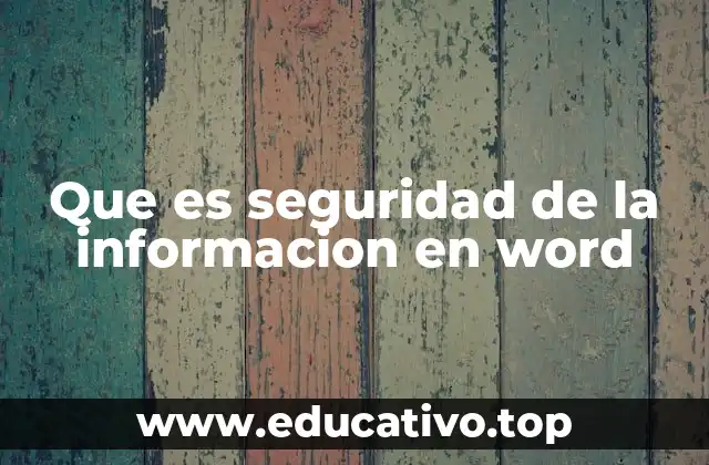 Que es seguridad de la informacion en word