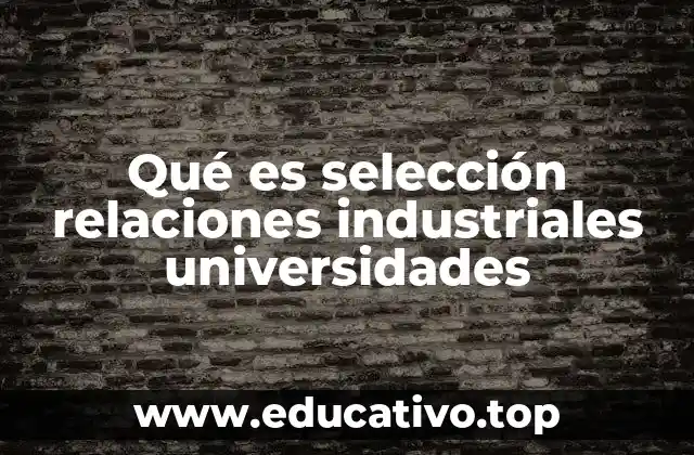 Qué es selección relaciones industriales universidades