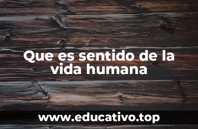 Que es sentido de la vida humana