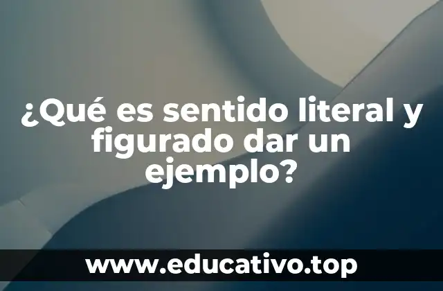 ¿Qué es sentido literal y figurado dar un ejemplo?