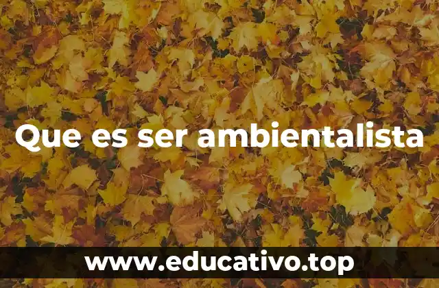 Que es ser ambientalista