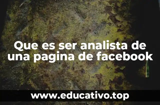 Que es ser analista de una pagina de facebook