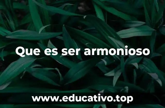 Que es ser armonioso