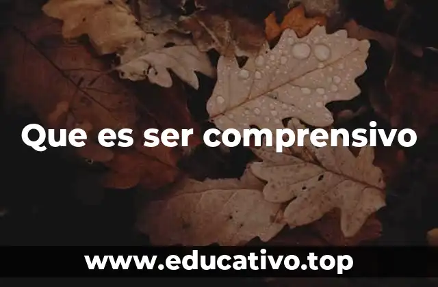 Que es ser comprensivo