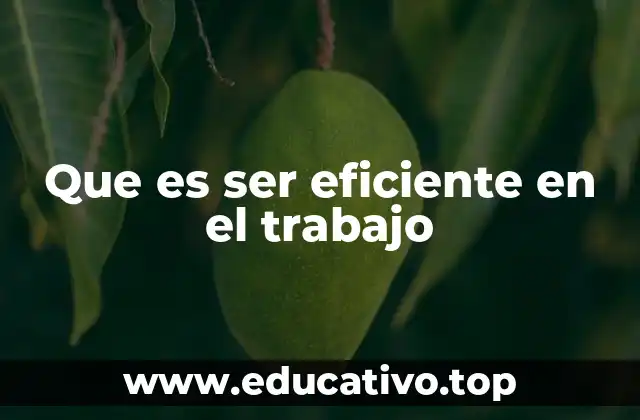 Que es ser eficiente en el trabajo