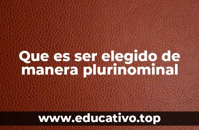 Que es ser elegido de manera plurinominal