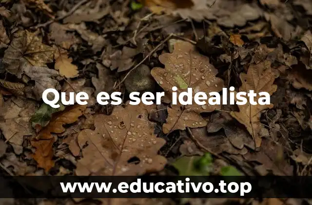 Que es ser idealista