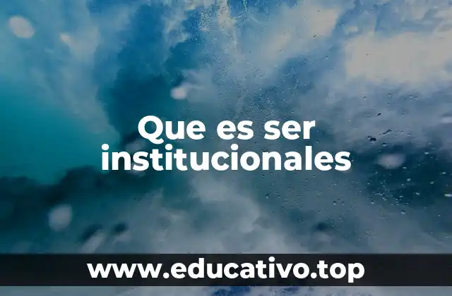 Que es ser institucionales