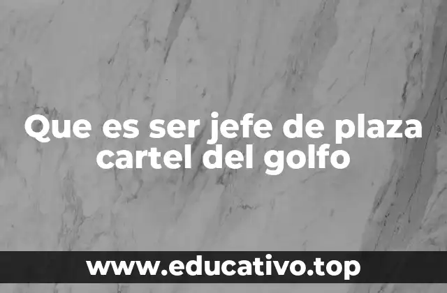 Que es ser jefe de plaza cartel del golfo