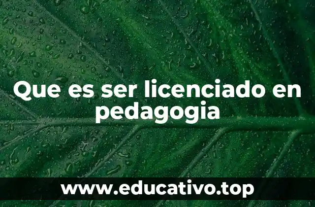 Que es ser licenciado en pedagogia