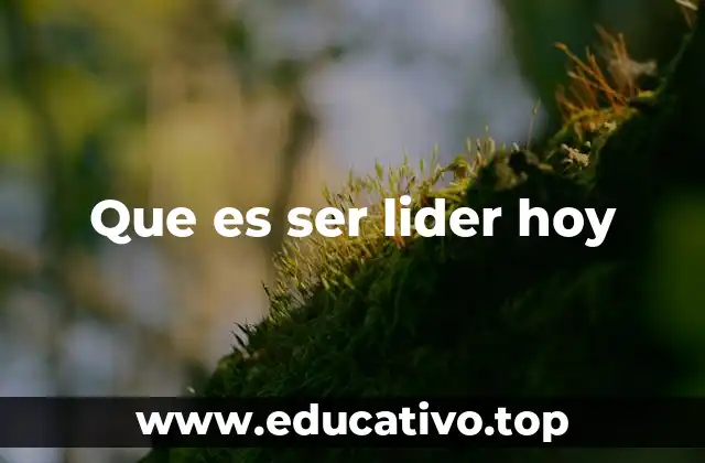 Que es ser lider hoy