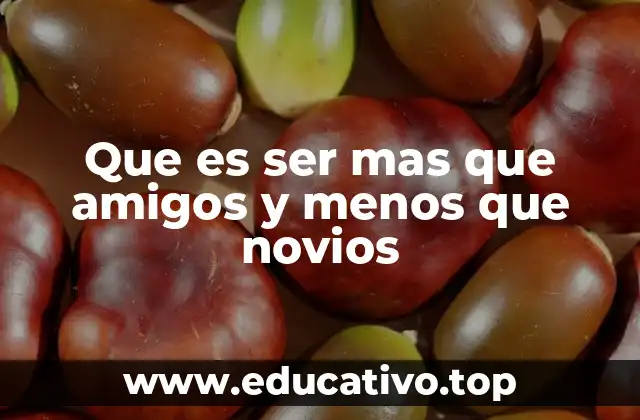 Que es ser mas que amigos y menos que novios