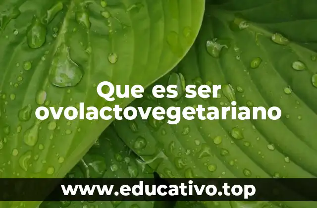Que es ser ovolactovegetariano