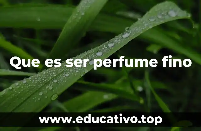 Que es ser perfume fino