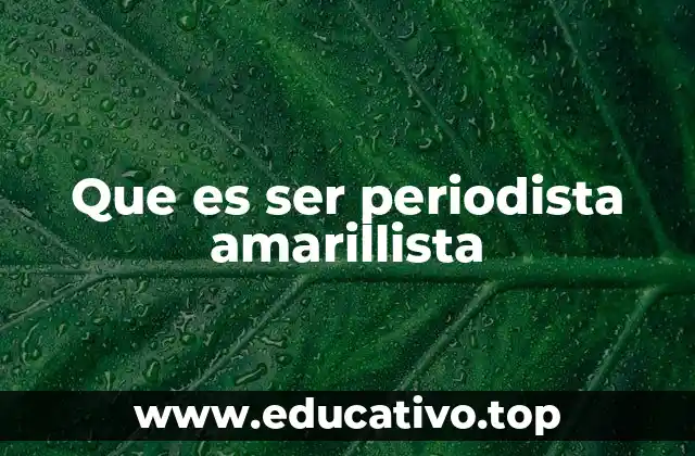 Que es ser periodista amarillista