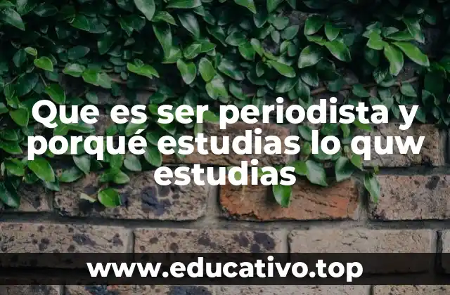 Que es ser periodista y porqué estudias lo quw estudias